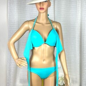 Coco Rave Aqua Halter Bikini Set, bottom Small/Top 34DDCupa